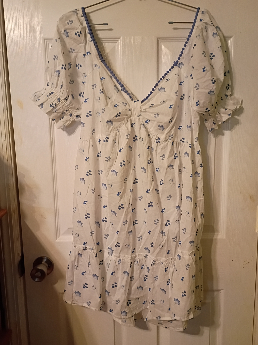 Simply Southern White Mini Dress with Blue Floral Print